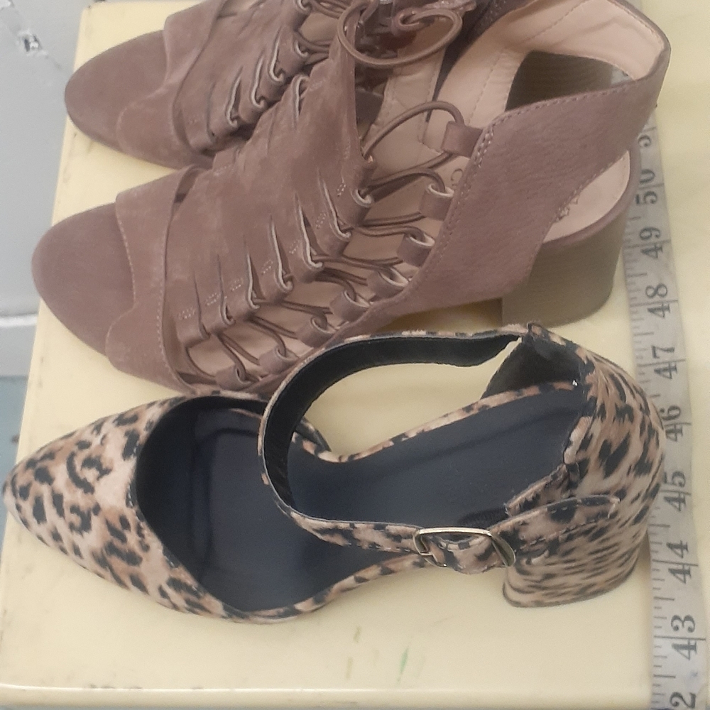 Charlotte Russe CHEETAH Animal print pumps Ankle strap Chunky heel sz 6 fits 8.5 - Picture 15 of 15